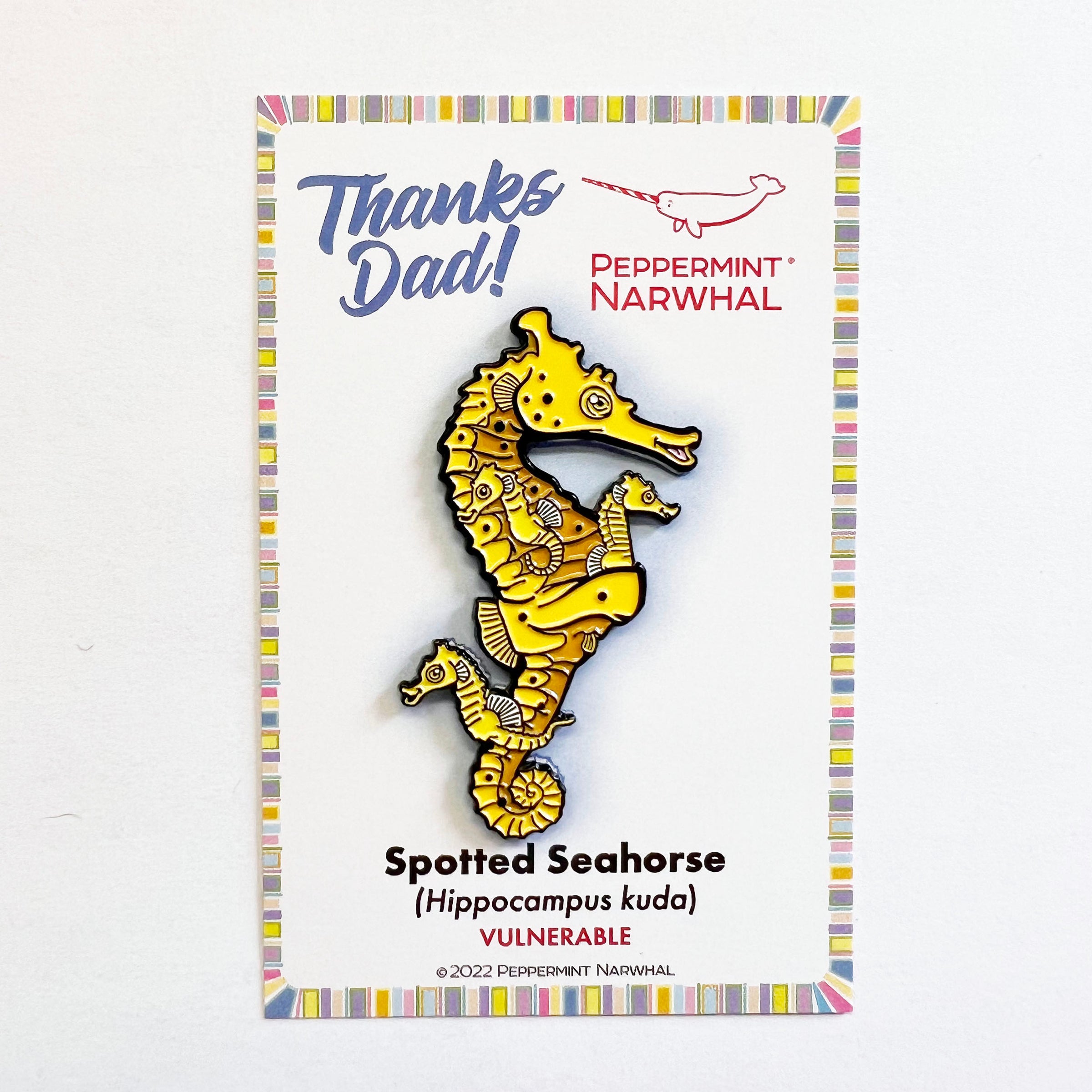 Spotted seahorse and baby enamel pin | Peppermint Narwhal