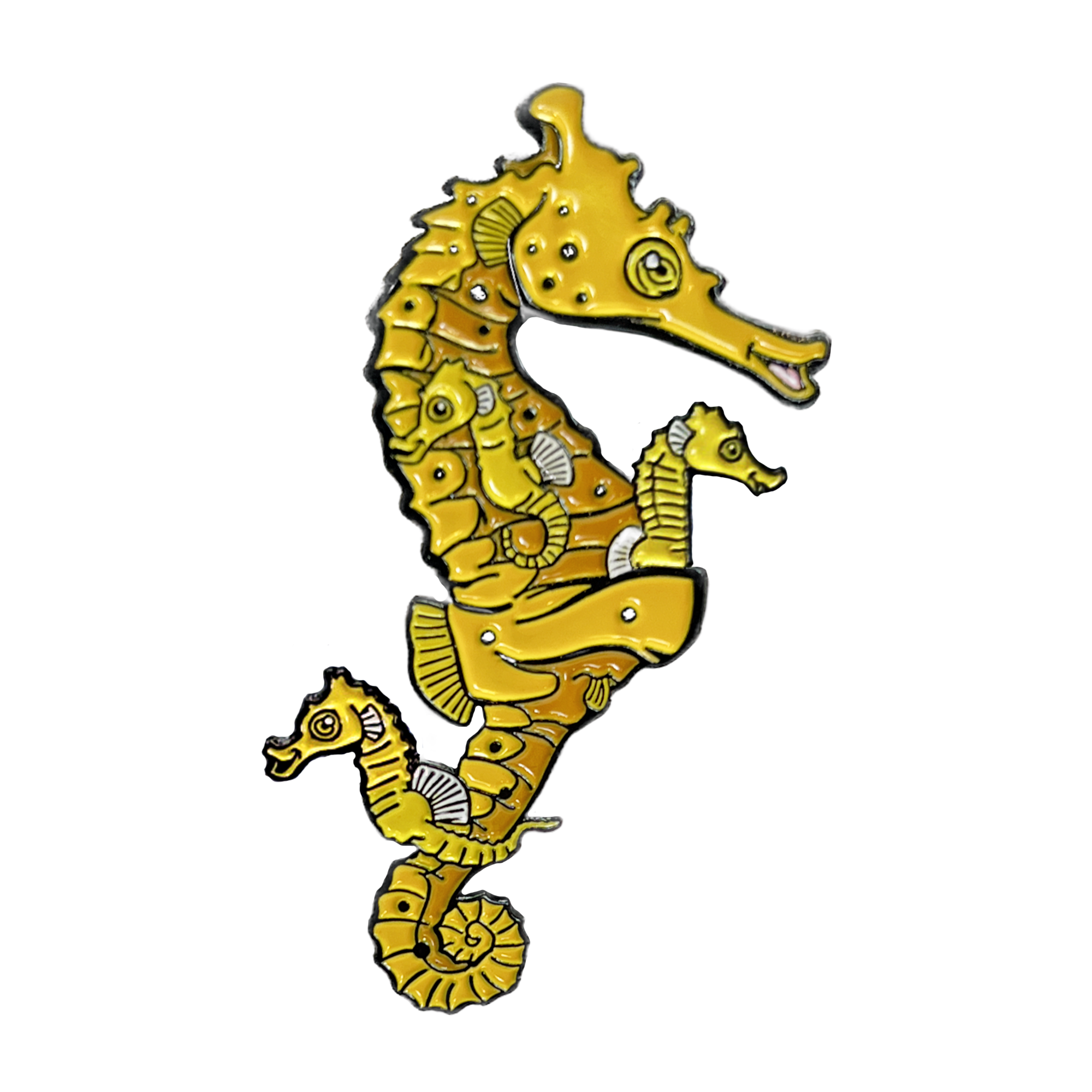 Spotted seahorse and baby enamel pin | Peppermint Narwhal