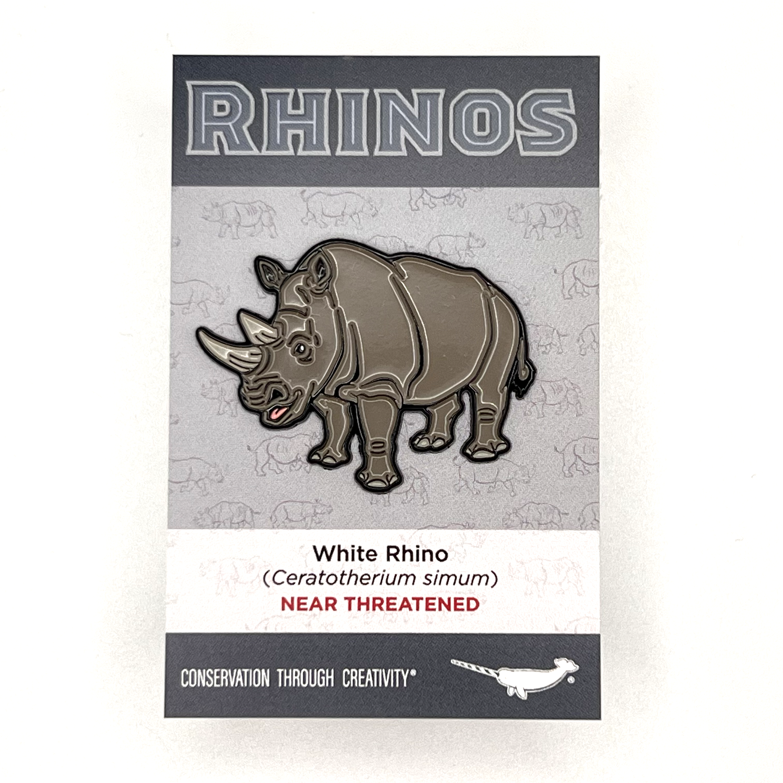 White Rhino enamel pin | Peppermint Narwhal - Conservation Through