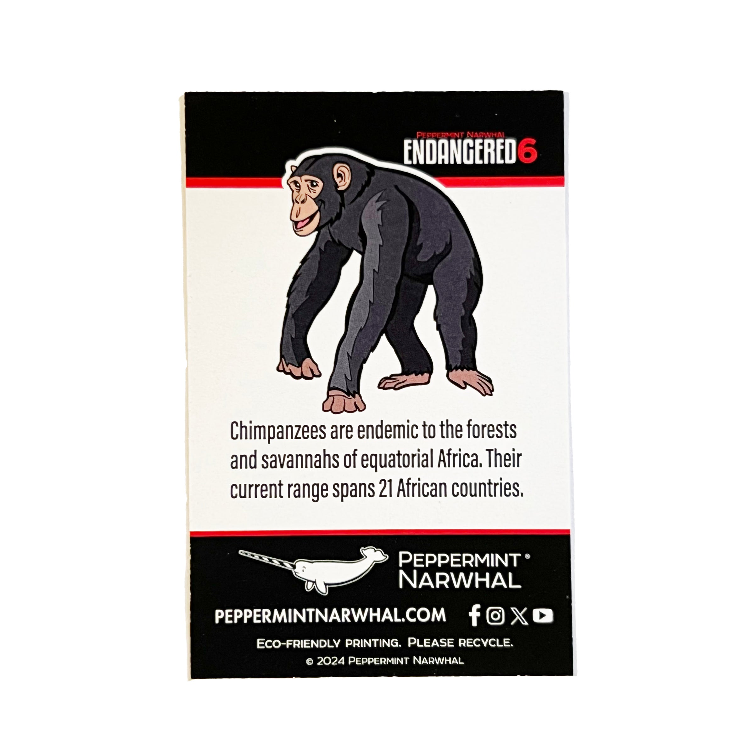 Chimpanzee enamel pin | Peppermint Narwhal - Conservation Through