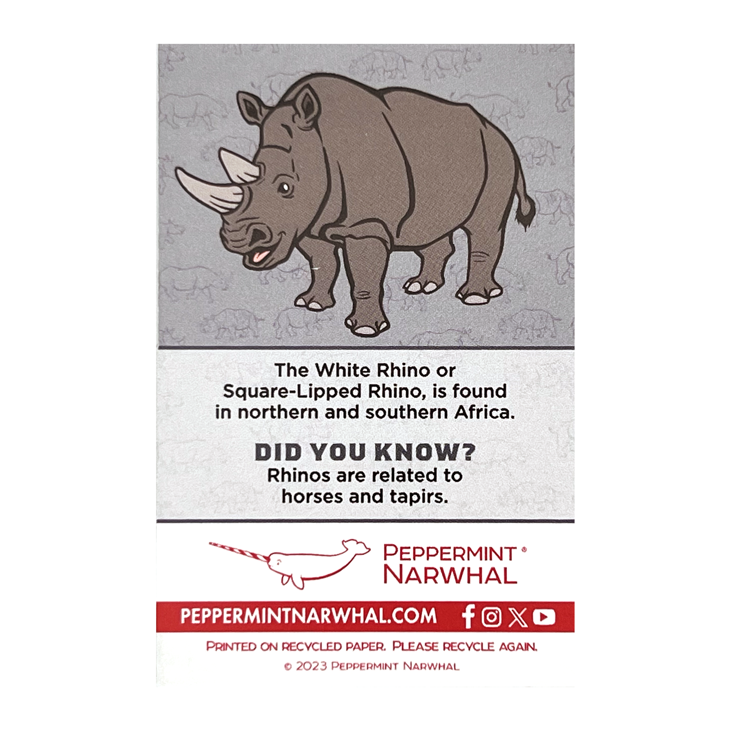 White Rhino enamel pin | Peppermint Narwhal - Conservation Through