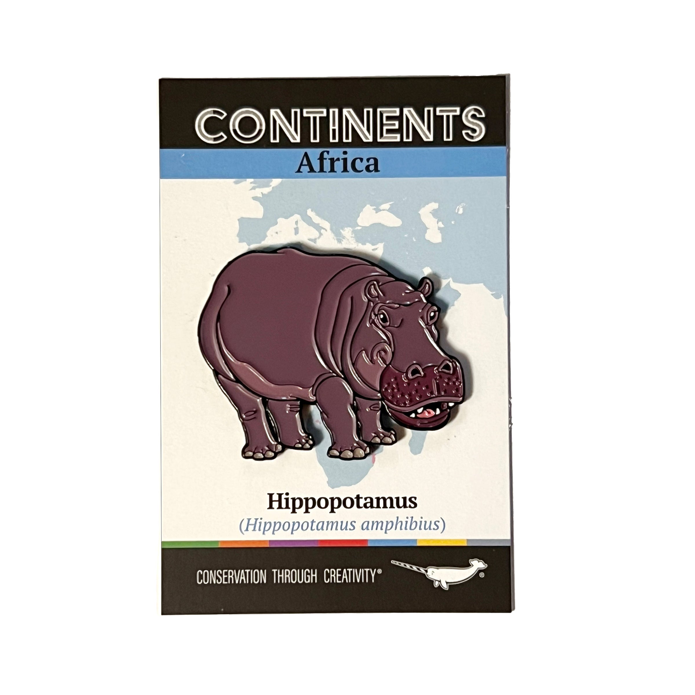 Hippopotamus enamel pin | Peppermint Narwhal - Conservation