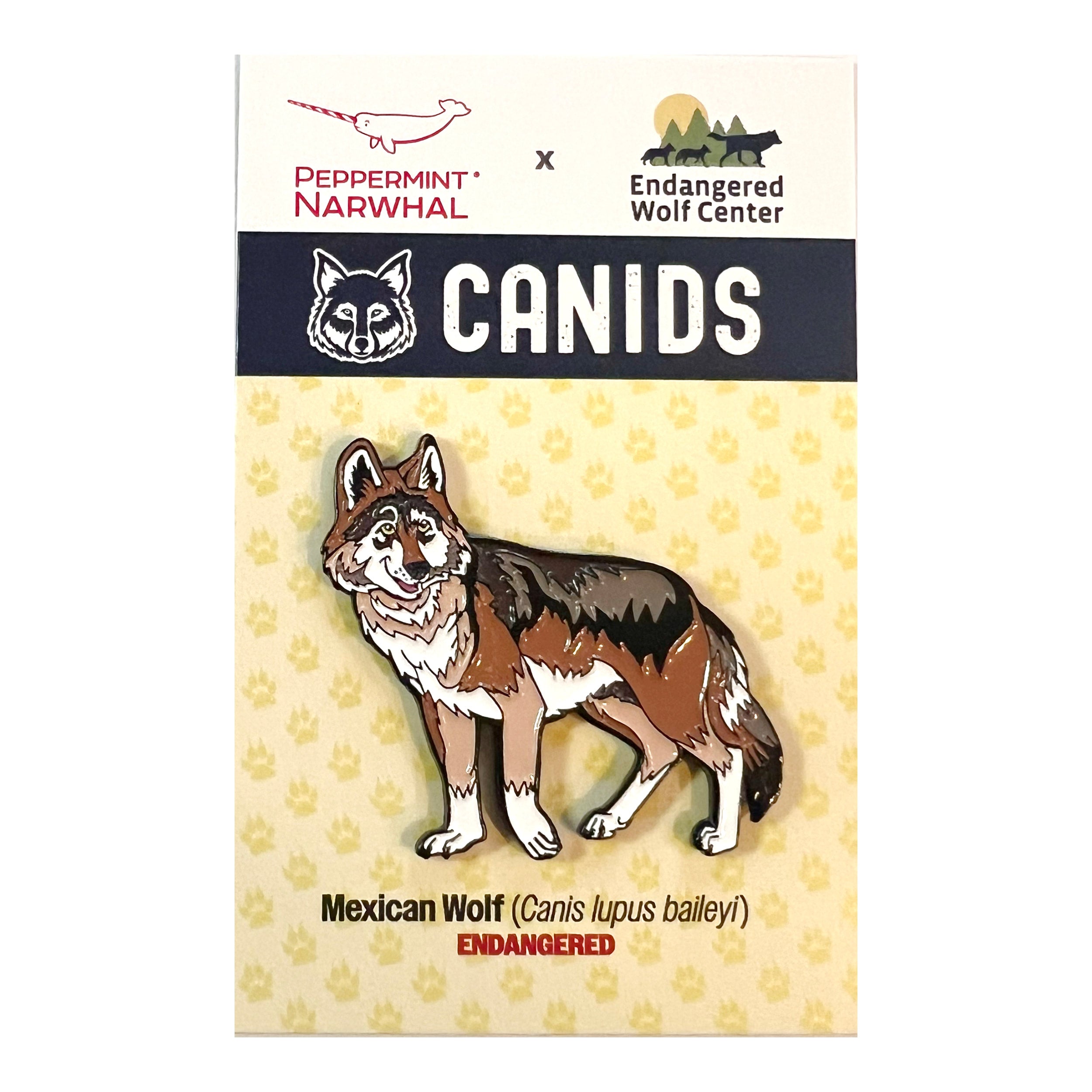 Mexican Wolf enamel pin | Peppermint Narwhal - Conservation