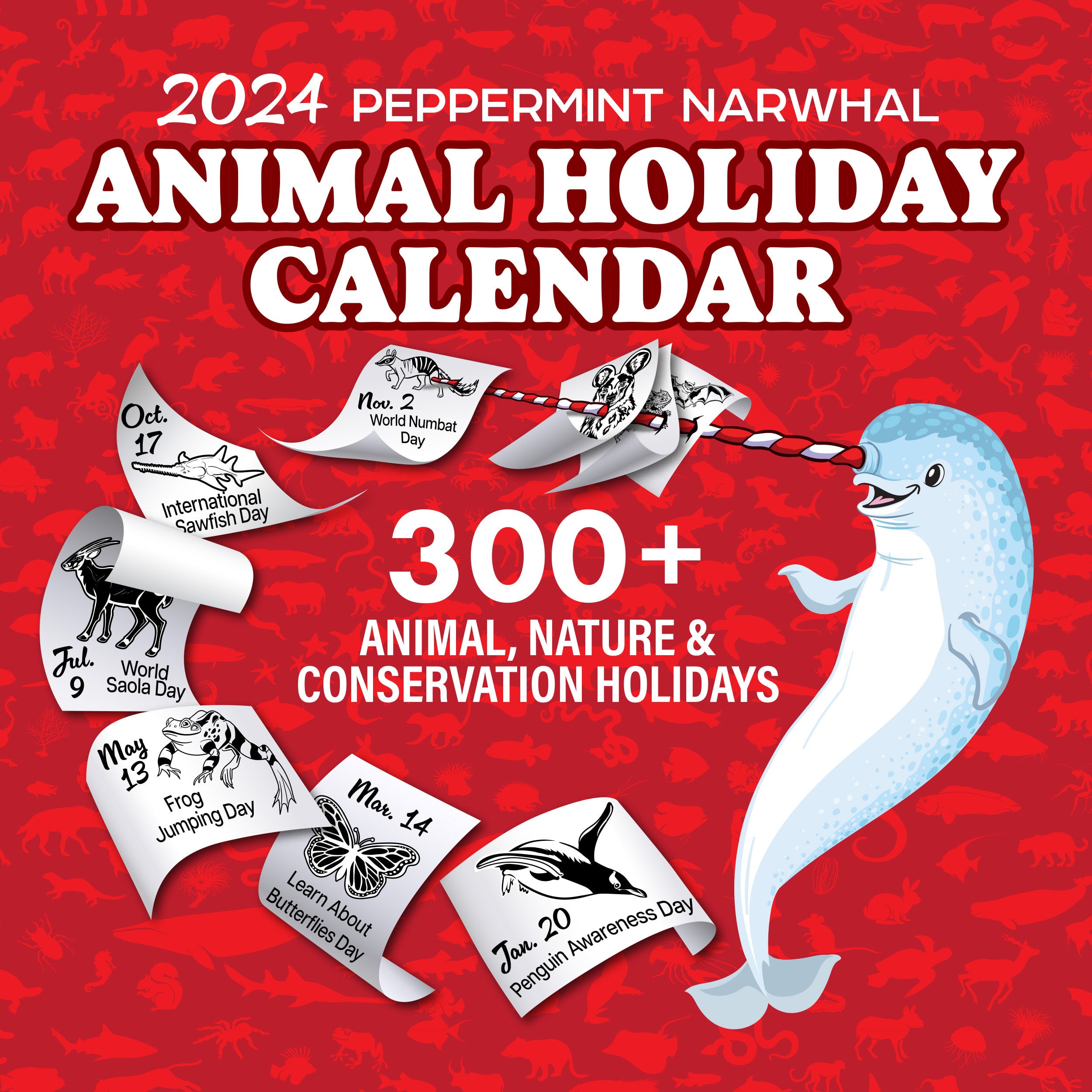 2024 Animal Holiday Calendar | Peppermint Narwhal - Conservation