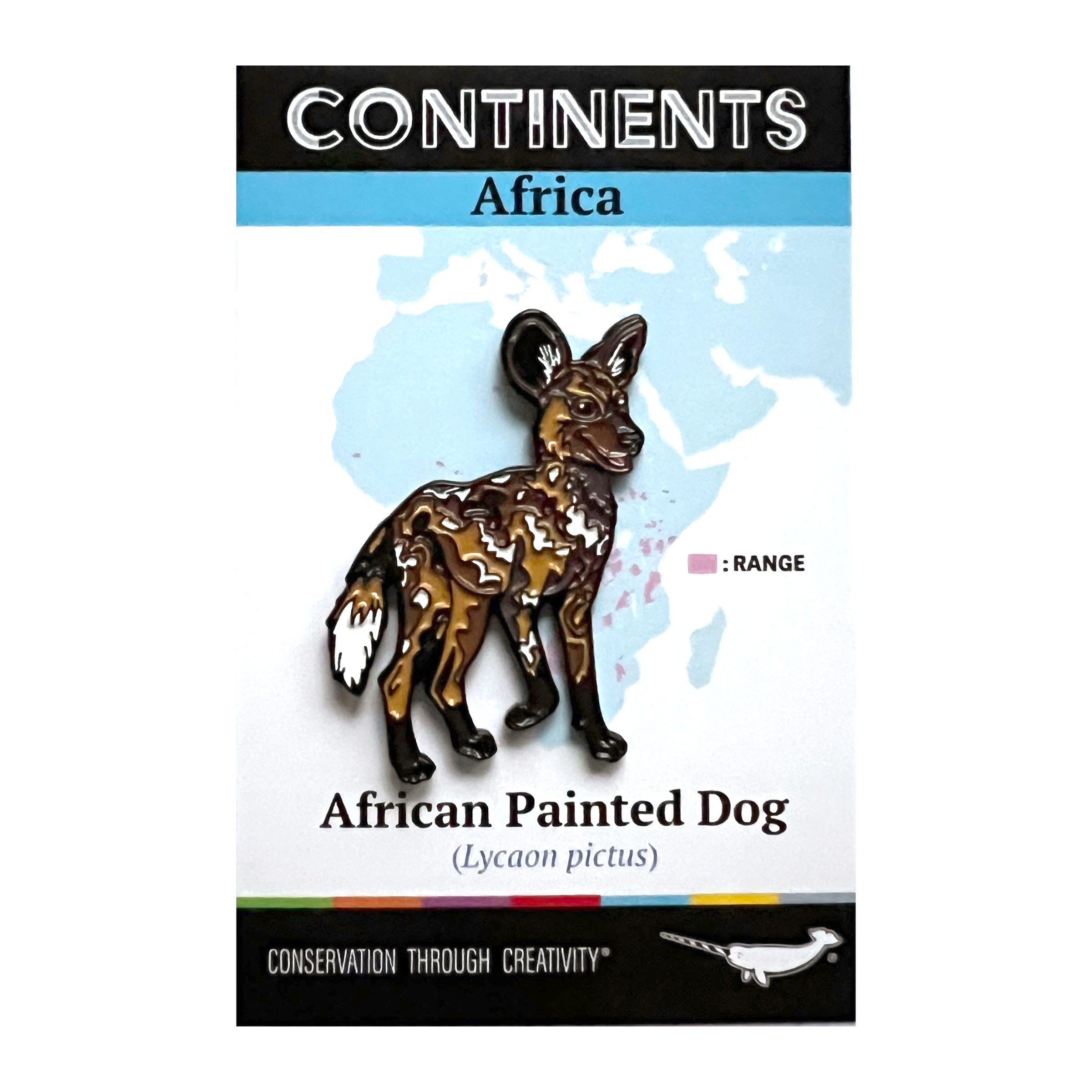 African Painted Dog Enamel Pin Peppermint Narwhal Conservation african-painted-dog-enamel-pin-peppermint-narwhal-conservation
